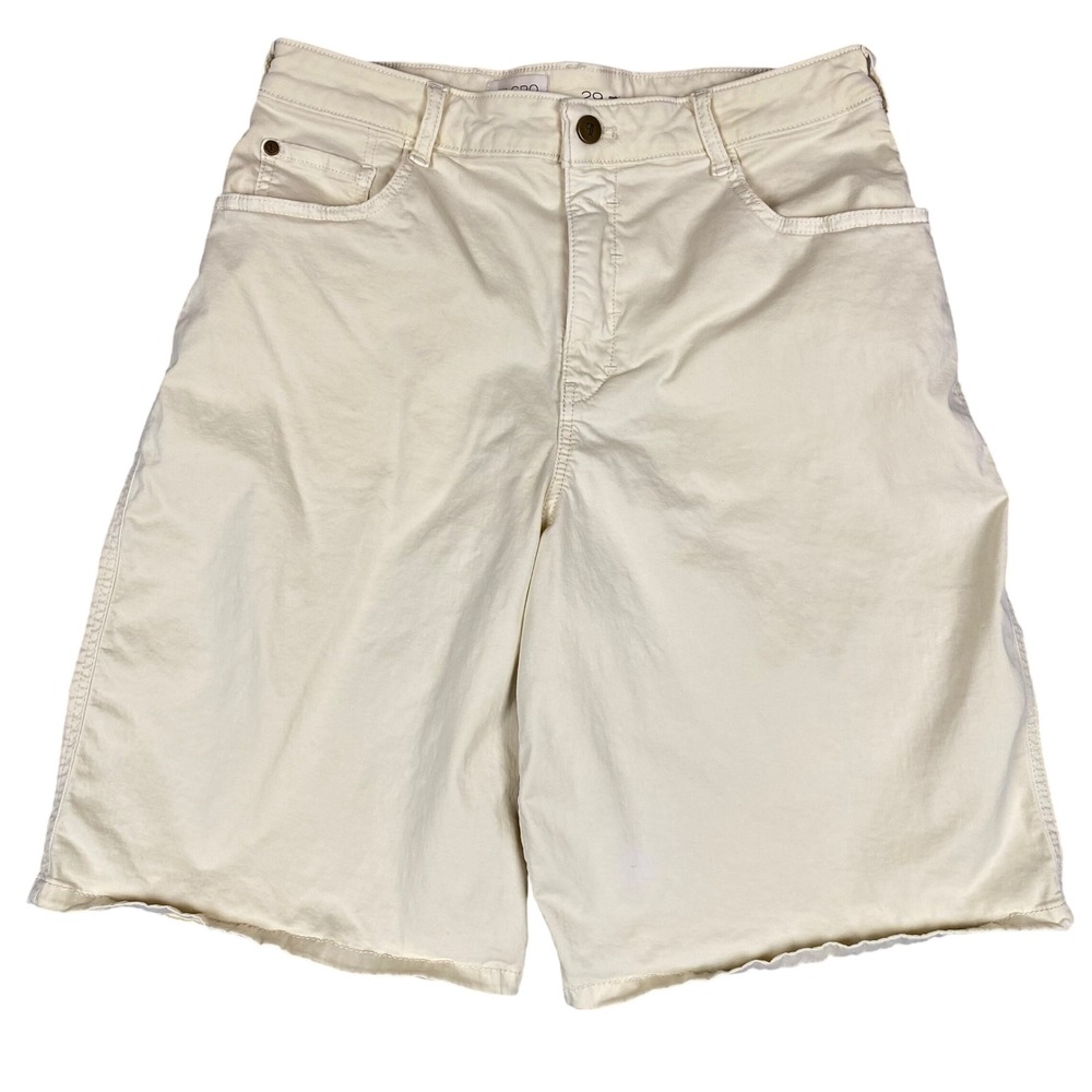 Pilcro High Rise Tencel Blend Twill Bermuda Shorts Womens 29 Pale Yellow
